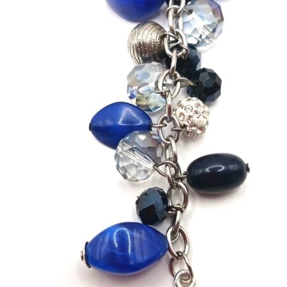 Blue + Silver Beaded + Silver Tone Cross 9 Inch Keychain or Purse Charm - Picture 7 of 7